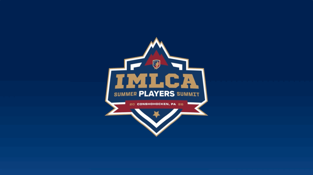the IMLCA summer players summit logo over a blue background